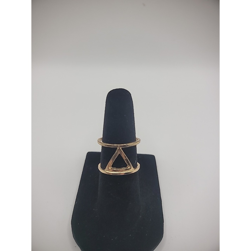 Vintage Ring Size 5 Double Band Gold Tone Triangle Accent Jewelry Costume